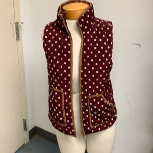 Boutique Bo Bel Womens S Small Vest Burgundy Polka Dot Full Zip Poly Fill